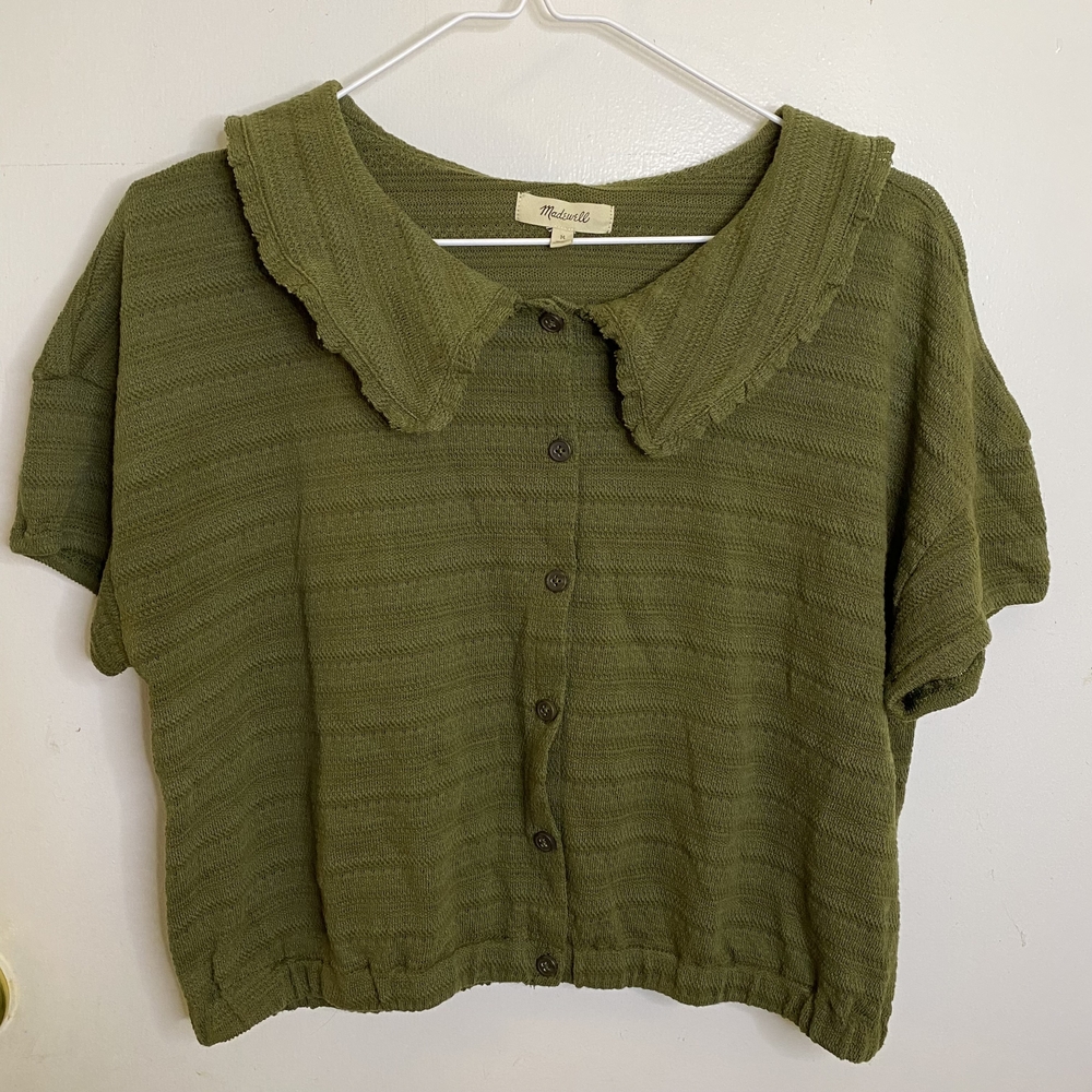 Madewell Ruffle Collared Crop‎ Top - Picture 10 of 11
